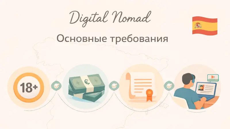 Основные требования для получения ВНЖ цифрового кочевника в Испании